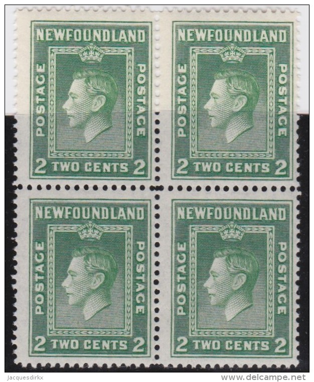 Newfoundland        .   SG   .     268   Bloc Of 4            .      **      . Postfris     .   /   .  MNH - 1908-1947