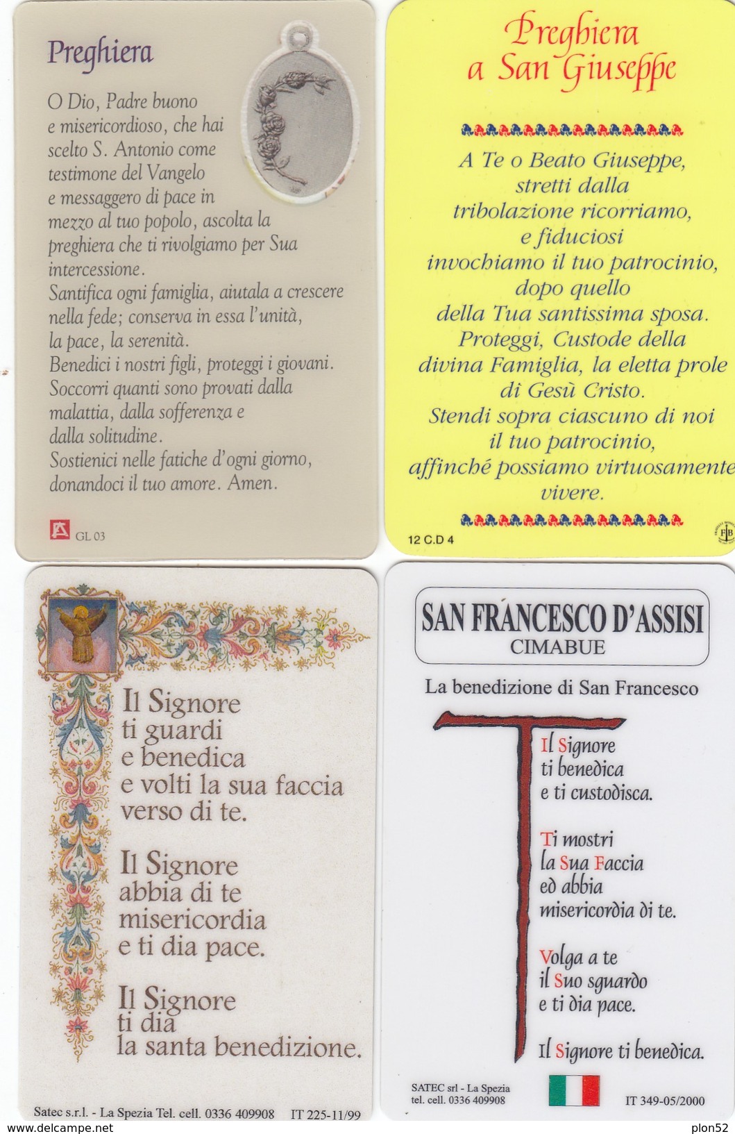 11135-N°. 4 CARDS SANTINI - S.GIUSEPPE-S.ANTONIO-S.FRANCESCO D'ASSISI - Religion & Esotericism