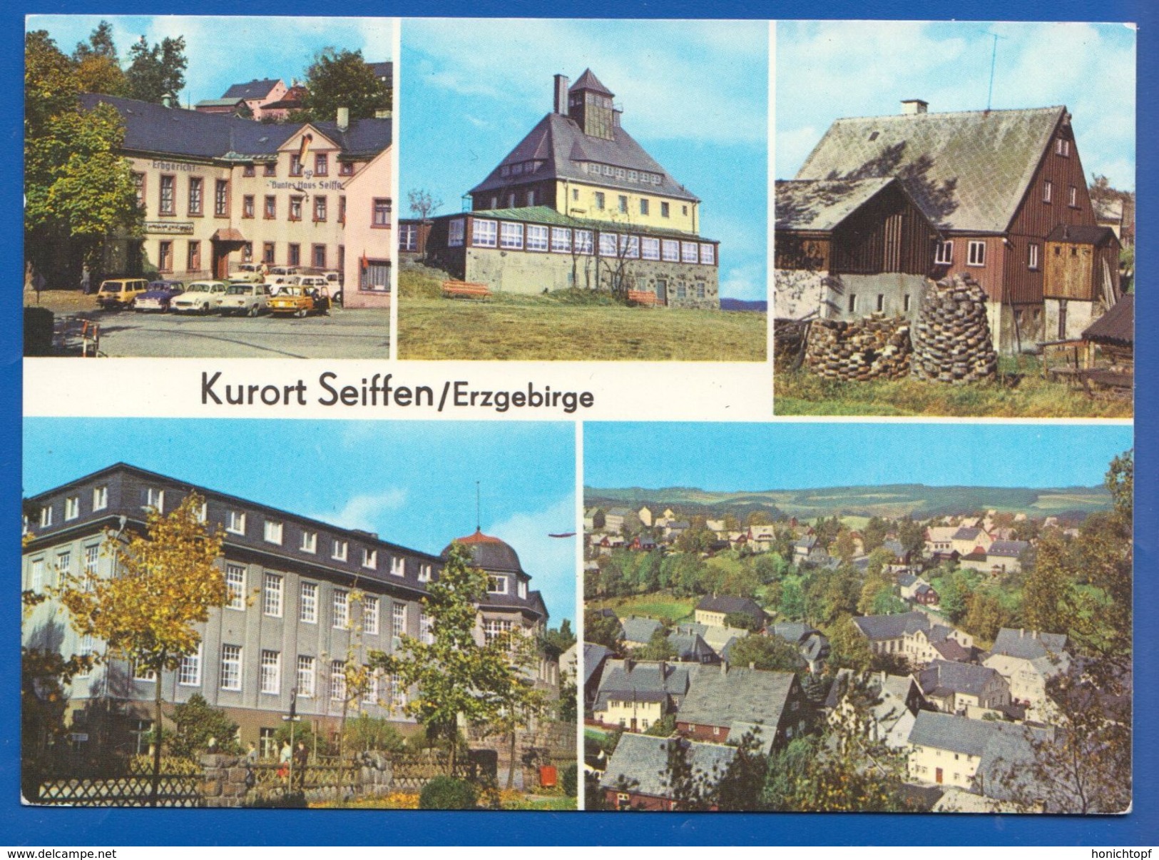 Deutschland; Seiffen; Multibildkarte Mit Buntes Haus Und Schwartenbergbaude; Bild1 - Seiffen