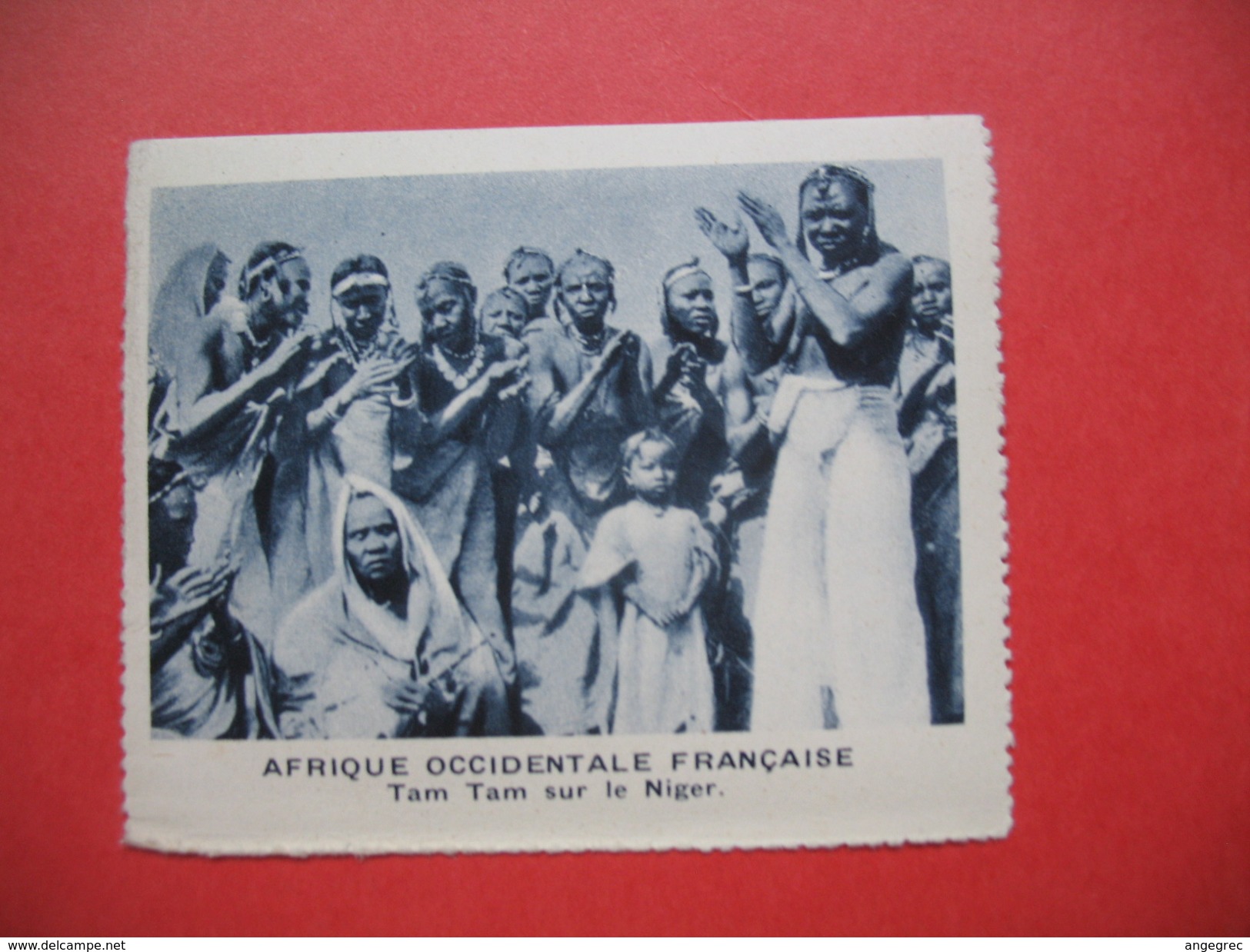 Chromo Image Vignette AOF Afrique Occidentale Française - Tam Tam Sur Le Niger  ( 6.5 X 7.5 Cm) - Autres & Non Classés