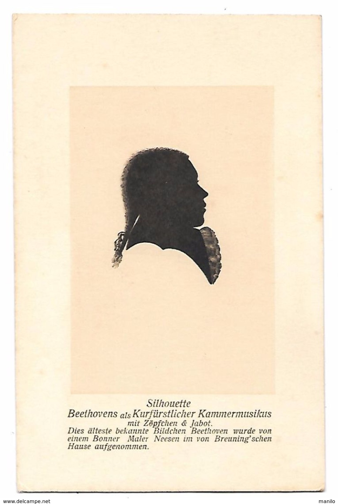 SILHOUETTE De BEETHOVEN - Beethovens Als Kurfürslicher Kammermusikus - Verlag Des BEETHOVENHAUSES In BONN -Deut SIEGBURG - Scherenschnitt - Silhouette