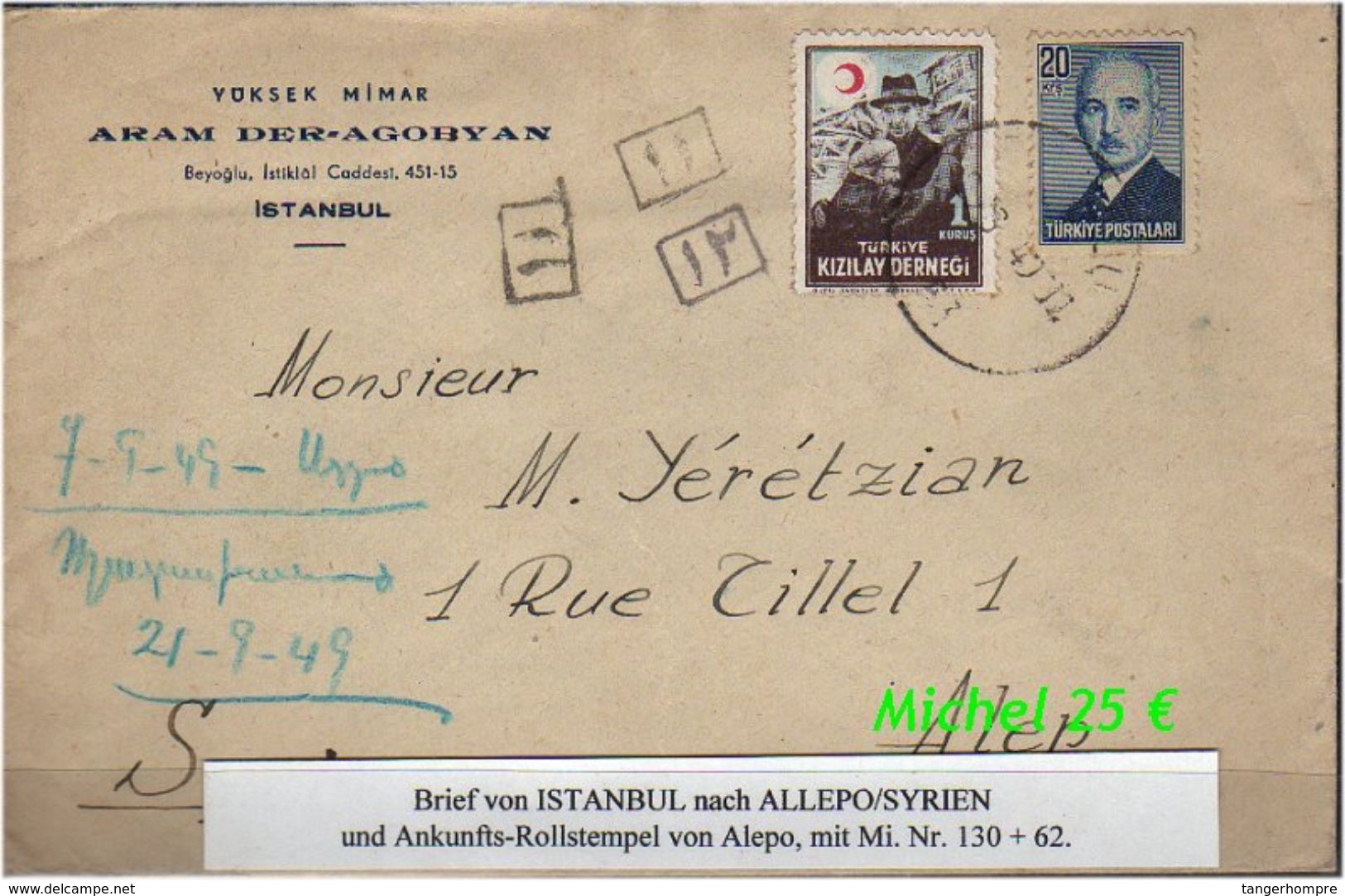 TURKEY , EARLY OTTOMAN SPECIALIZED FOR SPECIALIST, SEE....Brief Von Istanbul Nach Allepo -R- - Briefe U. Dokumente