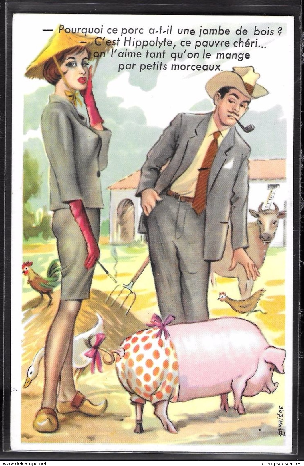 REPRODUCTION ILLUSTRATION - Illustration De Carrière - Couple Et Porc - Carrière, Louis