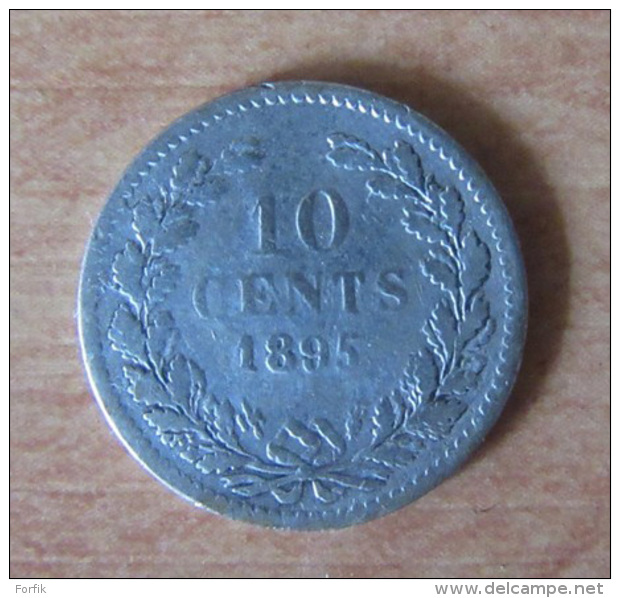 Pays-Bas / Nederland - 2 Monnaies Dont 10 Cent Wilhelmina 1895 Argent 640&permil; (1 000 000 Ex) Et 1 Cent 1950 - TTB - 10 Cent