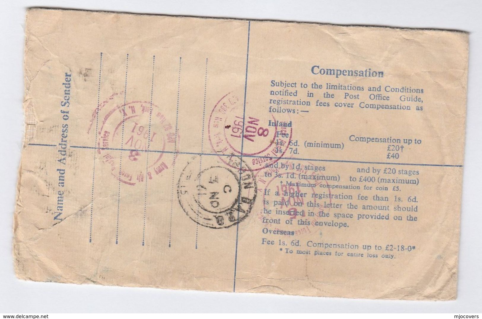 1961 GB REGISTERED Postal STATIONERY To US FORCES APO 380 NY USA, Via LONDON BAPO 15, Cds Sutton Cover Stamps - Stamped Stationery, Airletters & Aerogrammes