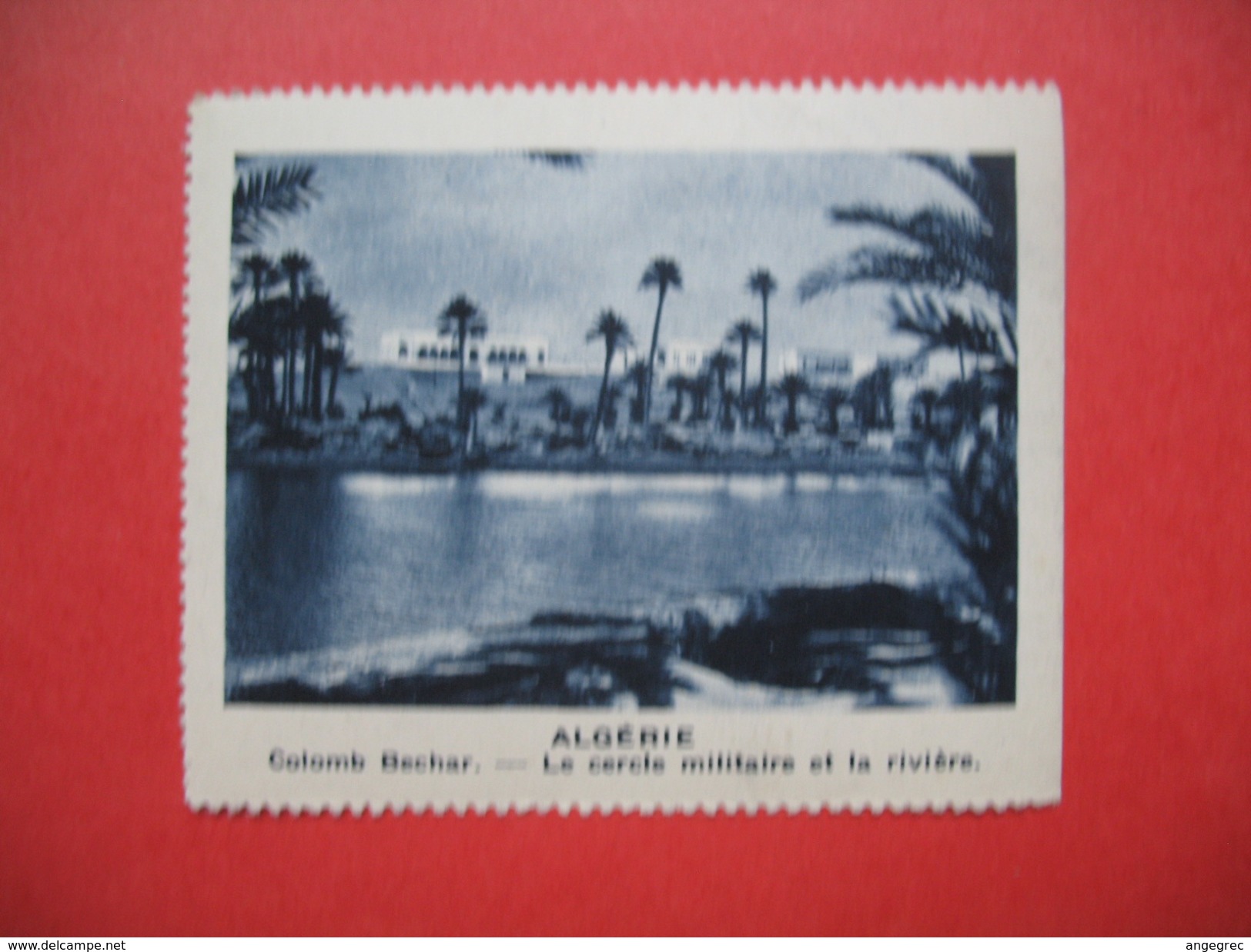 Chromo Image Vignette Algérie  - Colomb Bechar - Le Cercle Militaire Et La Rivière  -  6.5 X 7.5 Cm - Autres & Non Classés