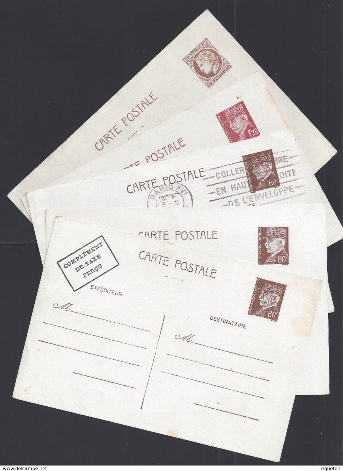 FR - Lot De Cinq Cartes Entier Postal Différents - B/TB - - Lots Et Collections : Entiers Et PAP