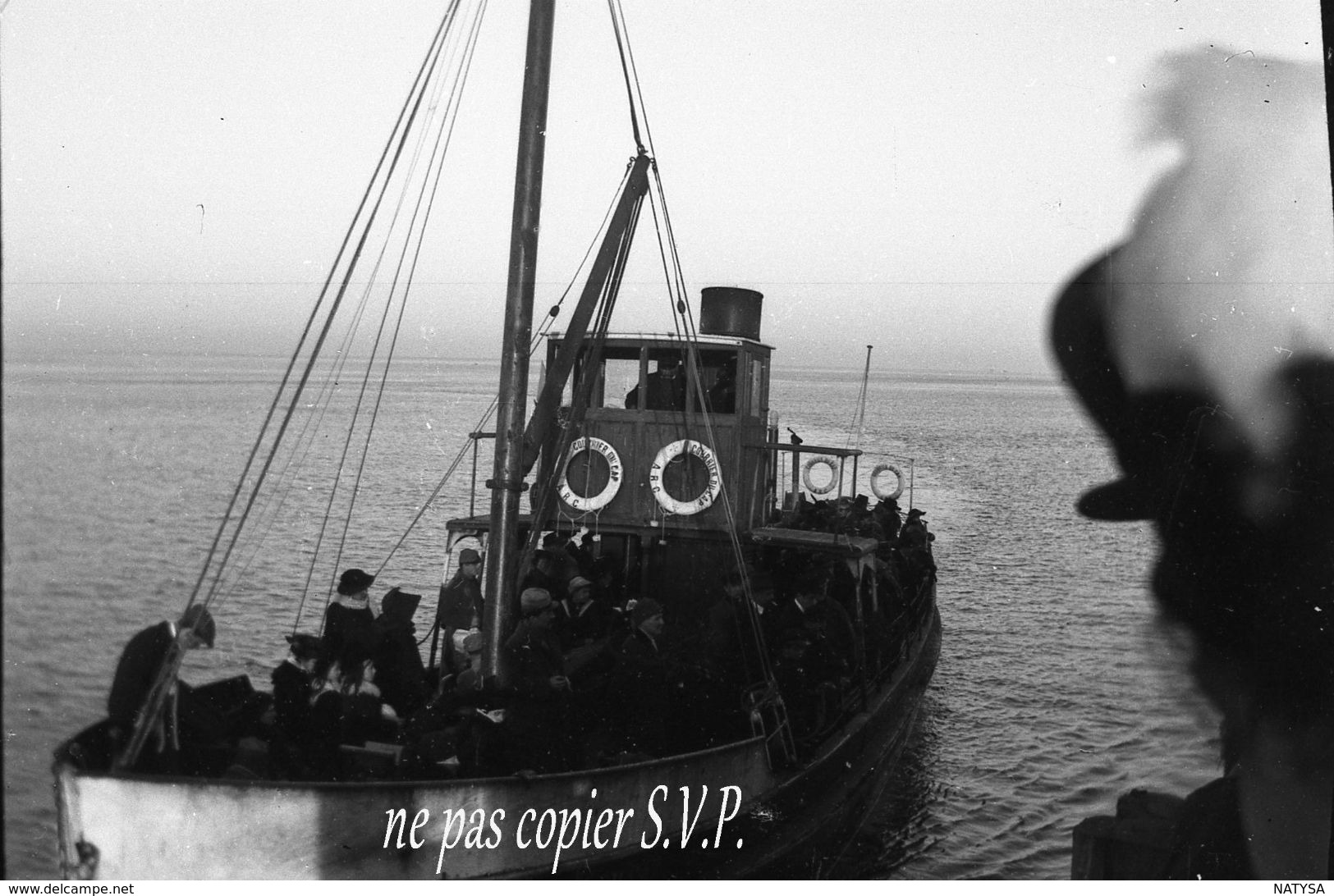 33 ARCACHON NEGATIF Plaque De Verre PHOTO BATEAU LE COURRIER DU CAP Vers 1918  PAS CARTE POSTALE - Arcachon