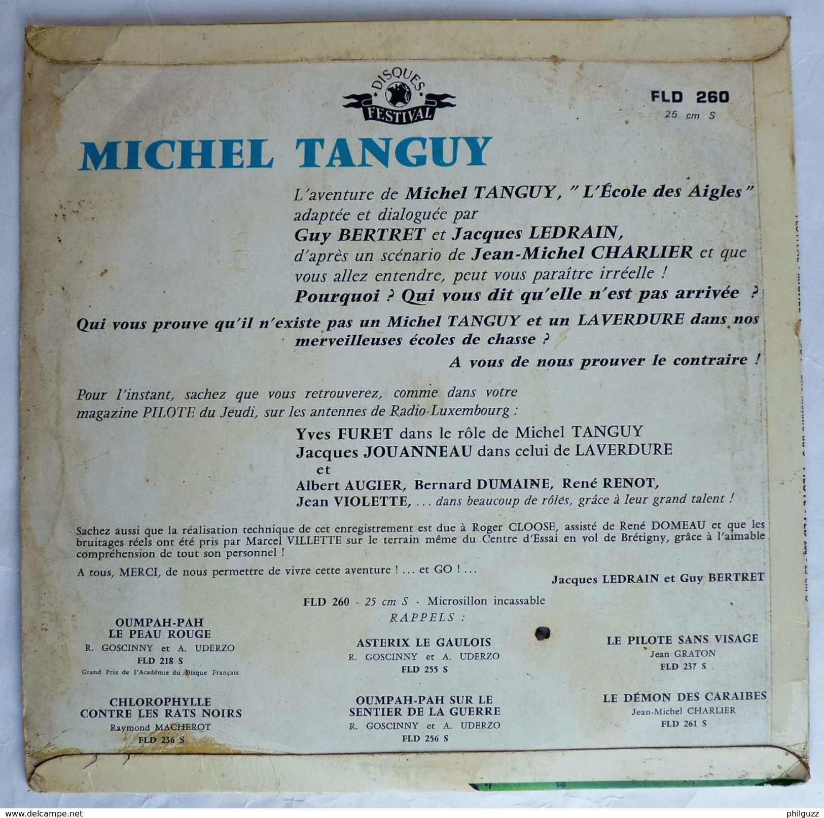 RARE DISQUE Vinyle 33 Tours 25 Cm - MICHEL TANGUY PILOTE - FESTIVAL 260 S - Ill : A. UDERZO  J.-M. CHARLIER Vers 1965 - Records