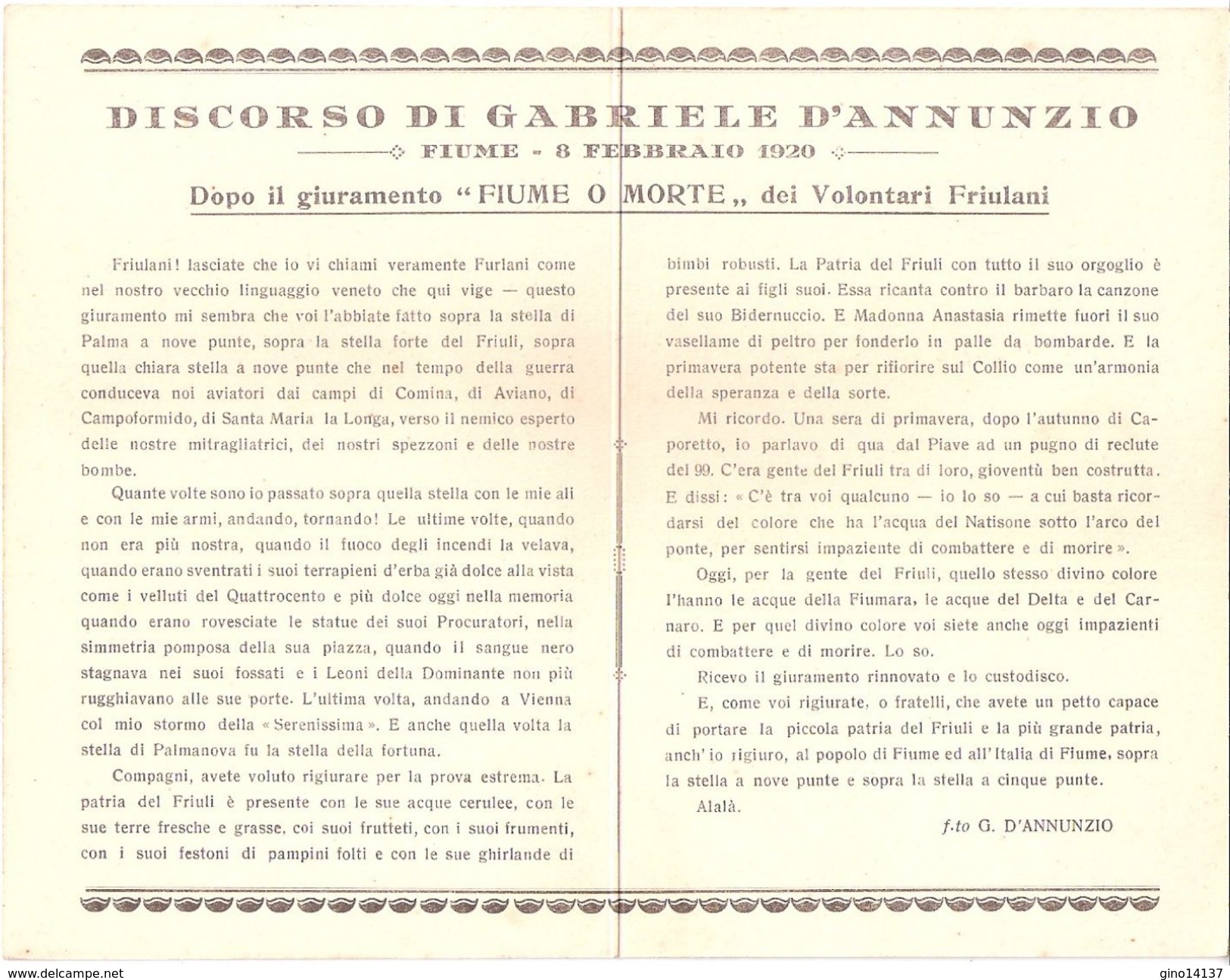 Cartolina Postale  MEDAGLIA COMMEMORATIVA FONDAZIONE PALMA 1593  D'ANNUNZIO - Udine