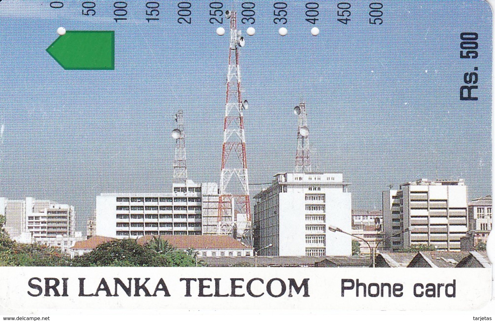 TARJETA DE SRY LANKA DE Rs.500 DE METROCARD DE UNA ANTENA DE TELECOMUNICACIONES - Sri Lanka (Ceilán)