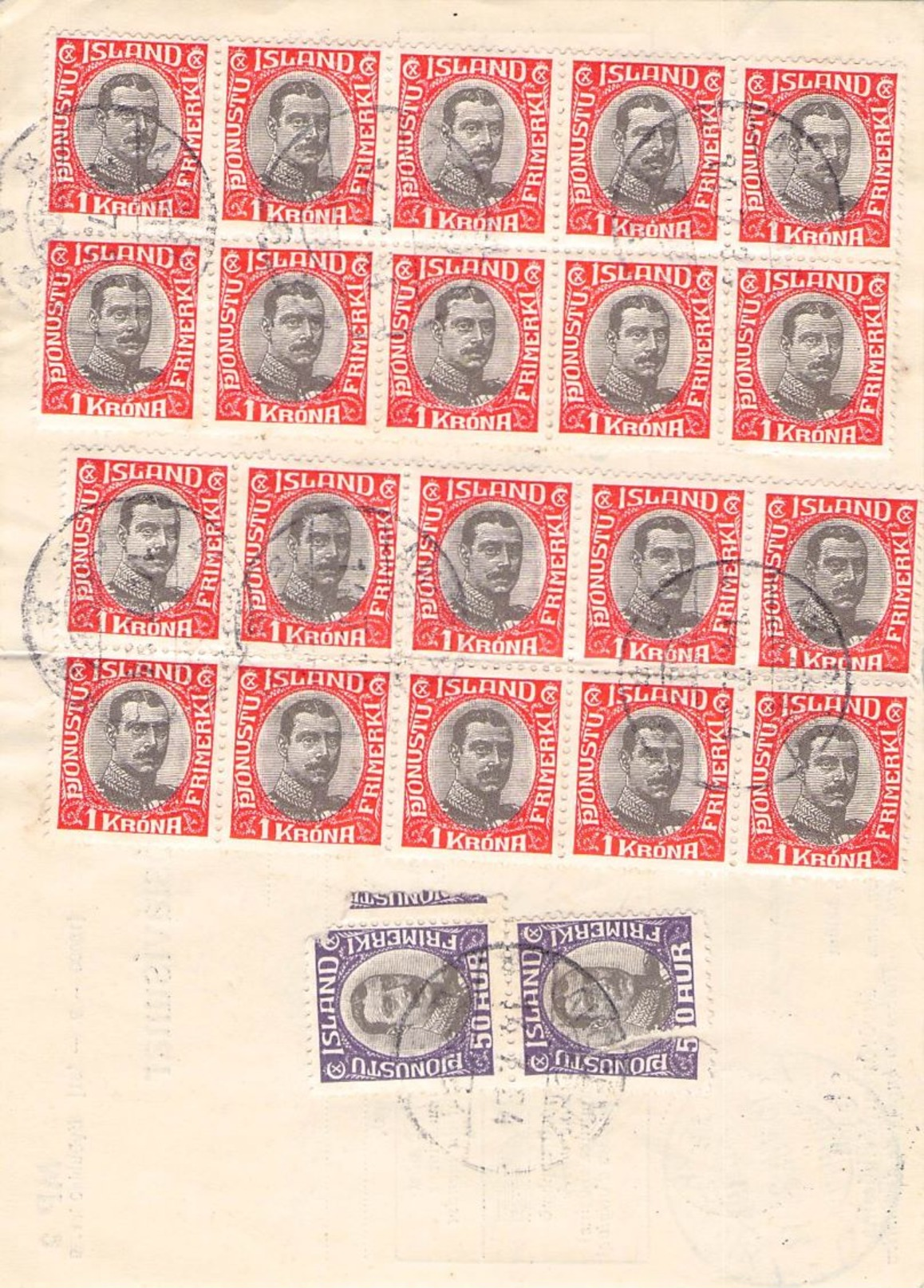 ICELAND - ZAHLUNGSANWEISUNG 1934 DIENSTMARKEN Mi #39/40 - Dienstmarken