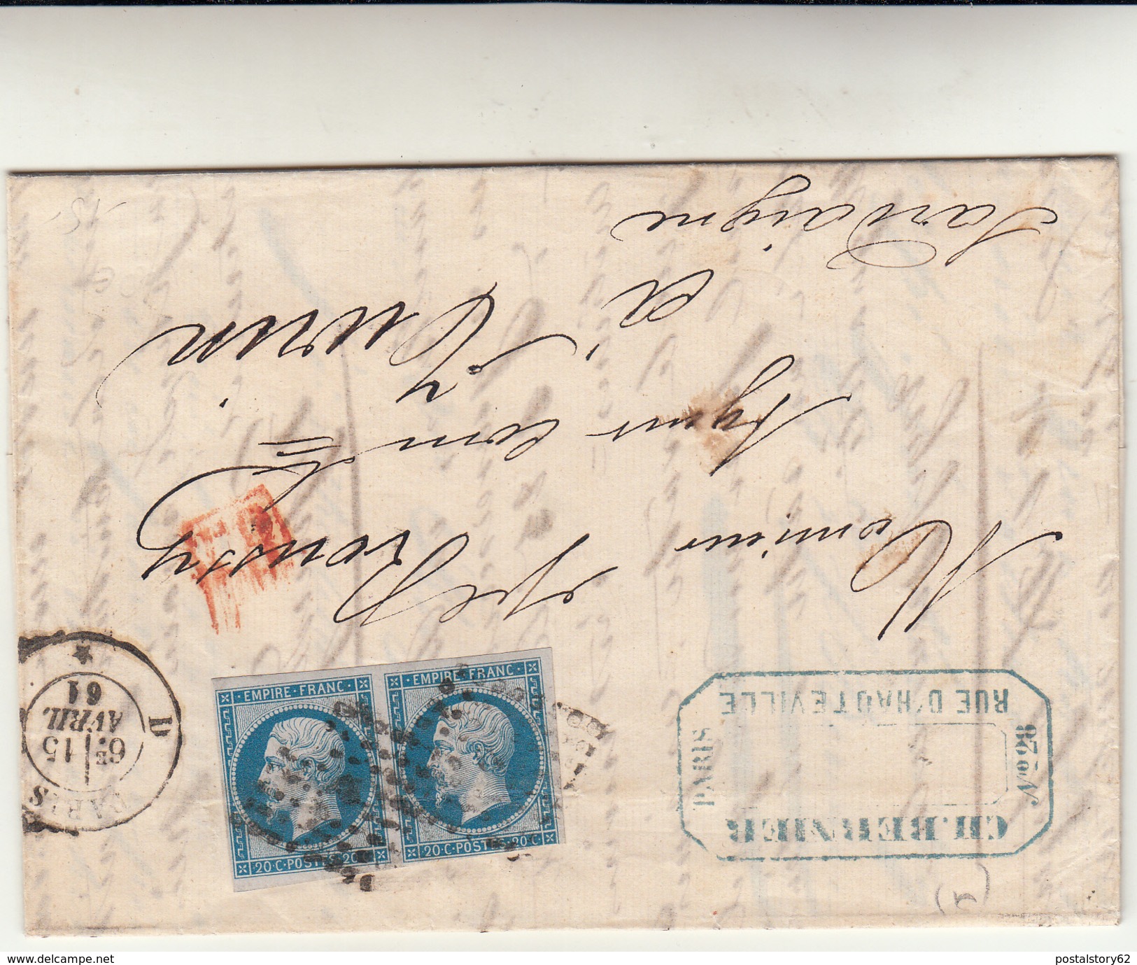 Paris To Torino. Cover Con Contenuto 1861 - 1853-1860 Napoleone III