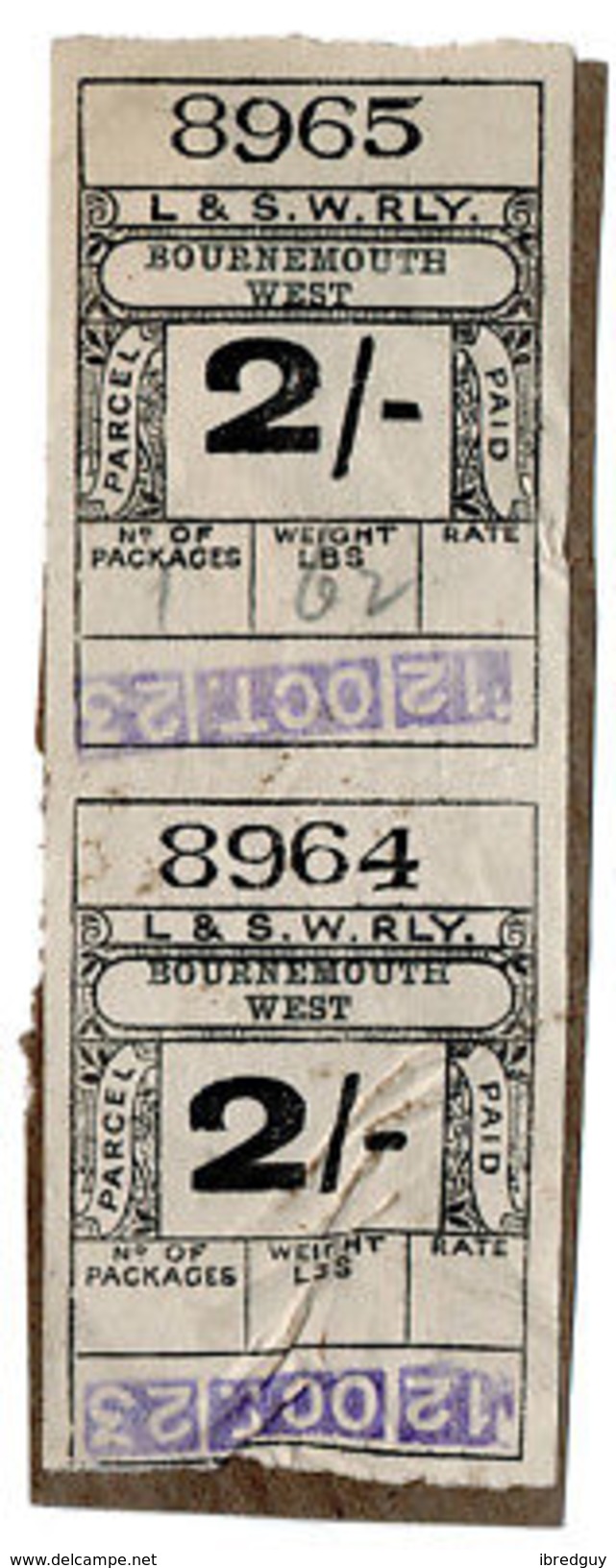 (I.B) London & South Western Railway : Paid Parcel 4/- (Bournemouth West) - Unclassified