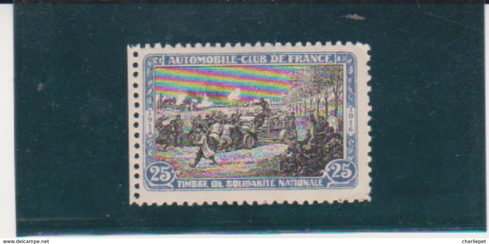 France WWI Automobile Club 25c Blue & Black Vignette - Other & Unclassified