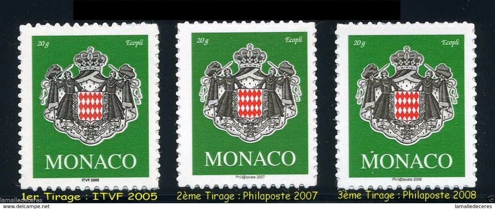 VARIETE BLASON TVP VERT MONACO 2502a LEGENDE PHILAPOSTE 2007 RARE !!! - Neufs