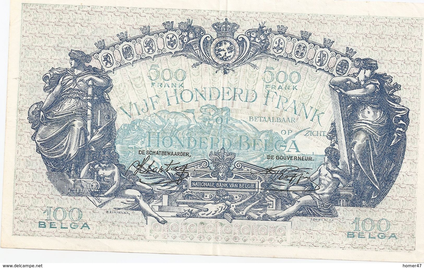 500 Fr - 14.08.43 - 500 Francs-100 Belgas