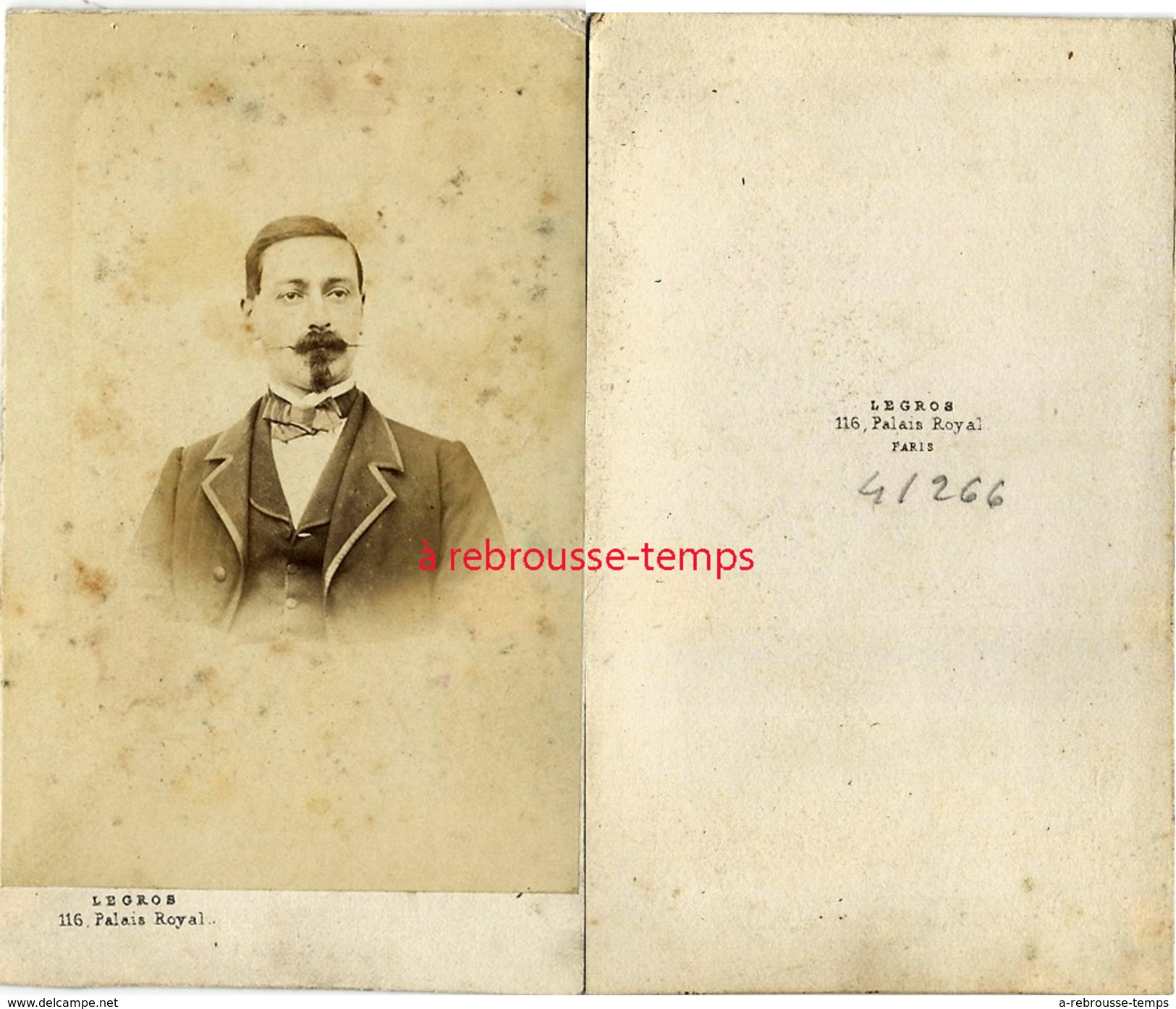 CDV -homme Look Second Empire-photographie Legros Au Palais Royal à Paris - Ancianas (antes De 1900)