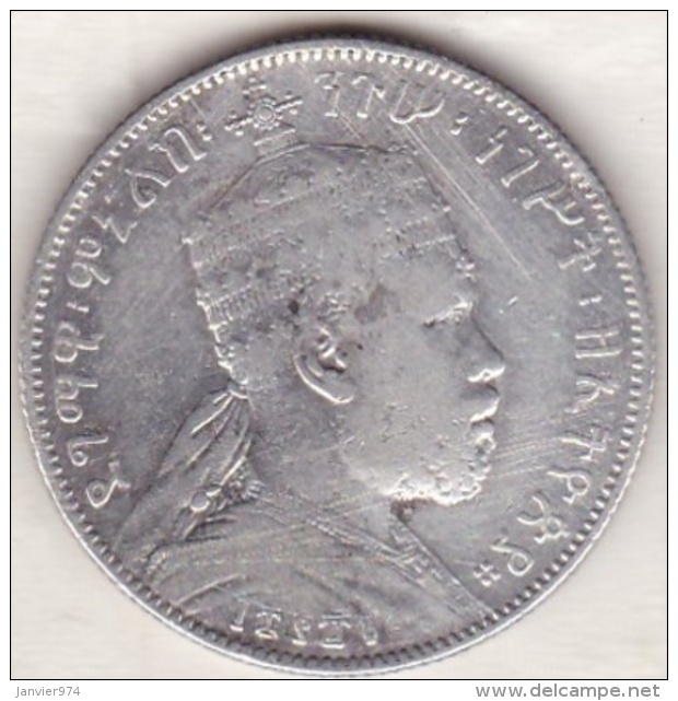 ETHIOPIE . 1/2 BIRR EE 1889 A (1897) . MENELIK II . ARGENT - Ethiopië