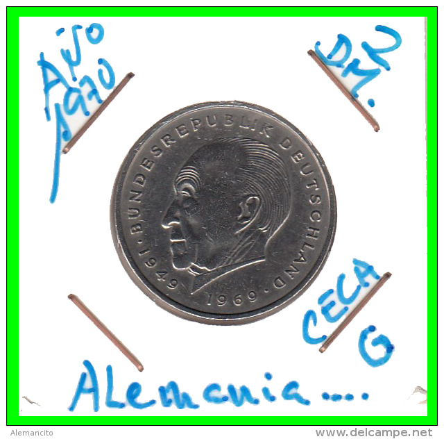 ALEMANIA  - GERMANY -  MONEDA DE 2.00 DM.  AÑO 1970-G  KONRAD ADENAUER - 2 Mark