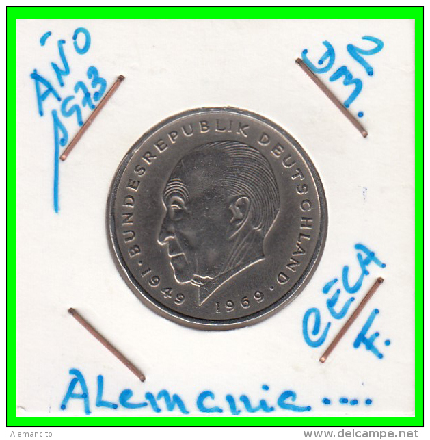 ALEMANIA  - GERMANY -  MONEDA DE 2.00 DM.  AÑO 1973-F Konrad Adenauer - 2 Marcos