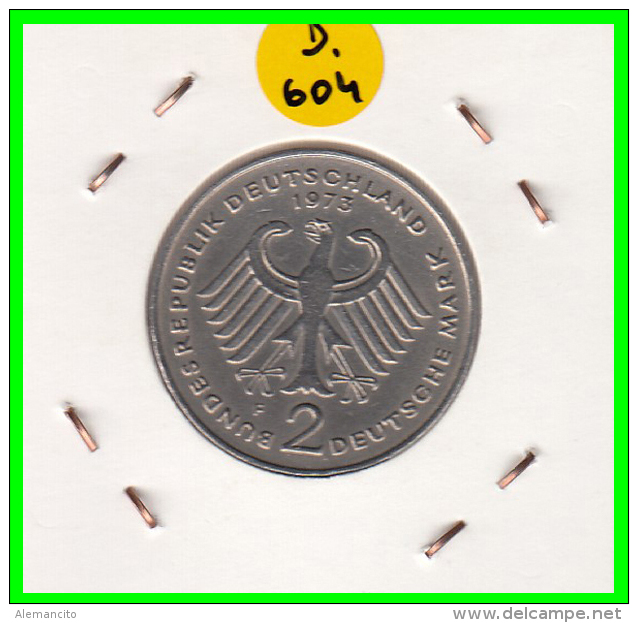 ALEMANIA  - GERMANY -  MONEDA DE 2.00 DM.  AÑO 1973-F Konrad Adenauer - 2 Marcos