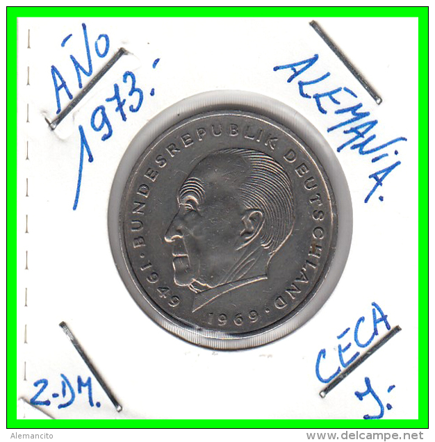 ALEMANIA  - GERMANY -  MONEDA DE 2.00 DM.  AÑO 1973-J Konrad Adenauer - 2 Marcos