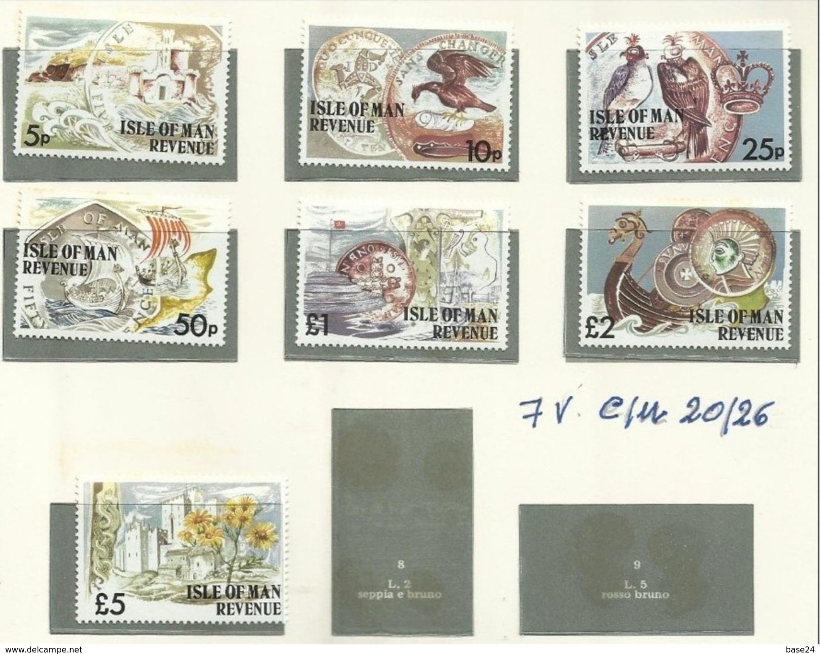 1976 Isola Di Man PITTORICA FRANCOBOLLI USO FISCALE, DEFINITIVA  Serie Di 7v. (20 - 26) MNH** - Isola Di Man