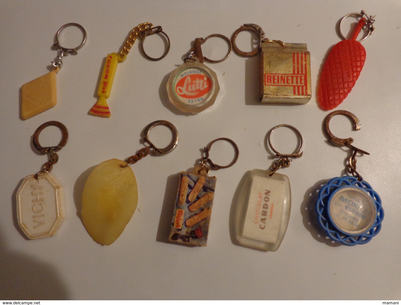 10 Porte Clef Mousse D'or Rouger -carambar-lutti-reinette-sucette-vichy-chips-mylord-cardon-moritz Strasbourg - Porte-clefs