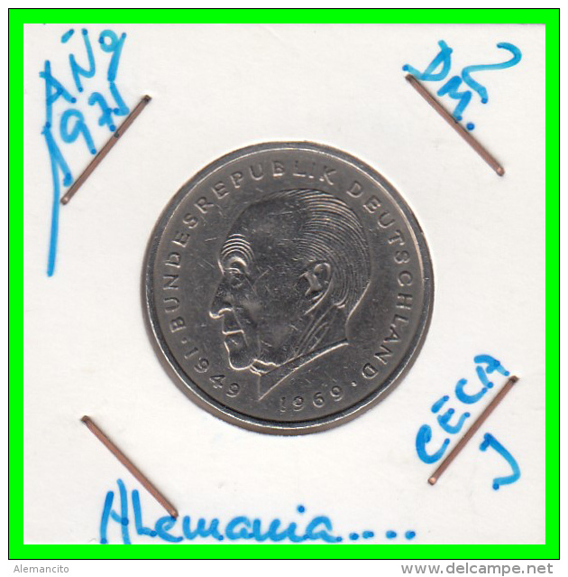 ALEMANIA - GERMANY  MONEDA DE 2.00 DM. AÑO 1975-J   KONRAD ADENAUER - 2 Marcos