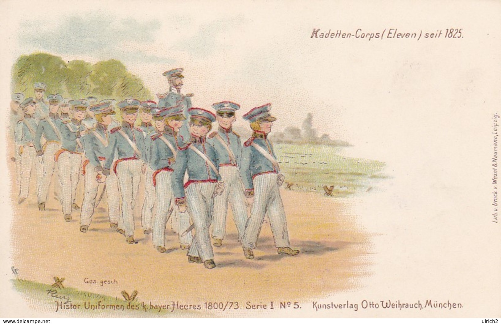 AK Histor. Uniformen Des K. Bayer. Heeres - Kadetten-Corps (Eleven) Seit 1825 (31580) - Uniformen