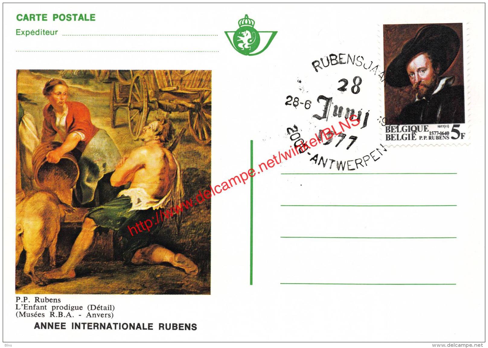 BK14 - Internationaal Rubensjaar - 1977 - P.P. Rubens De Verloren Zoon - Cartes Postales 1951-..