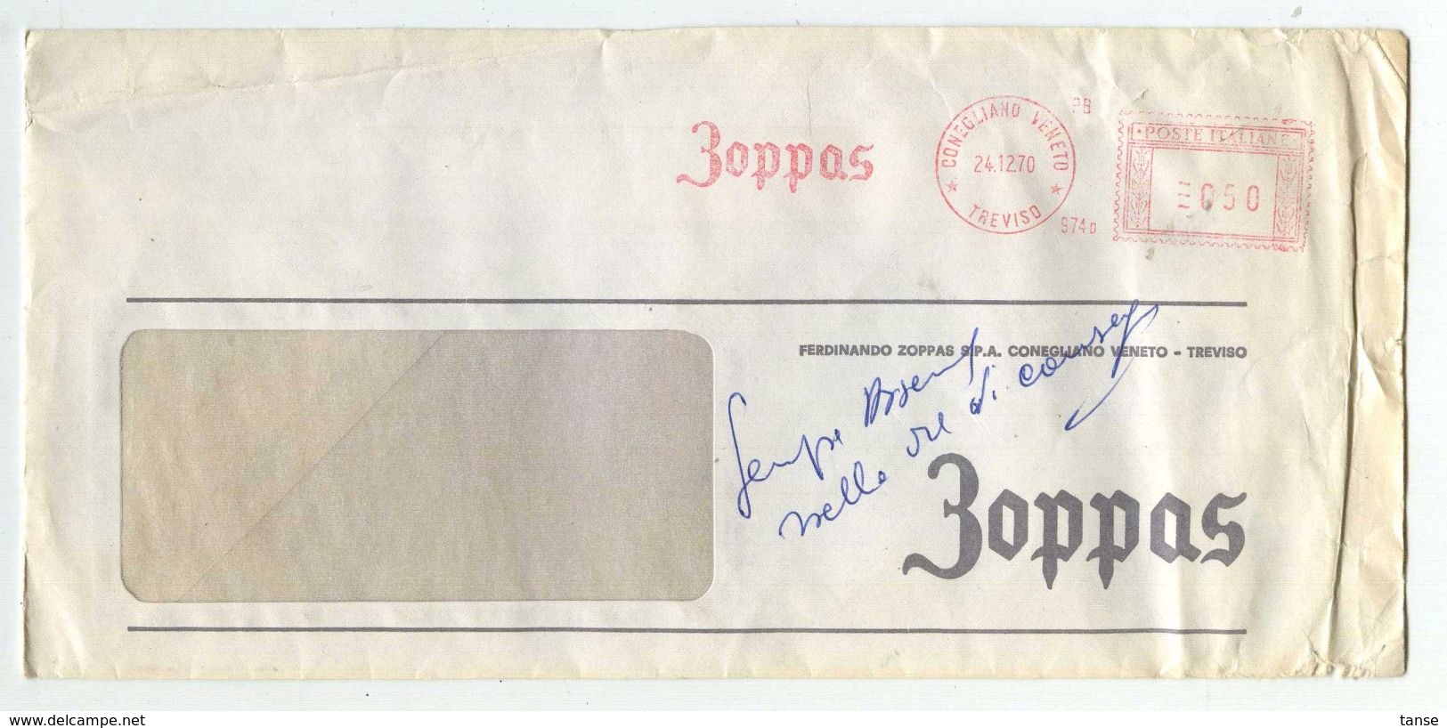 ZOPPAS (Conegliano Veneto-Treviso) - 1970 - Affrancatura Meccanica Rossa (EMA) - Franking Machines (EMA)