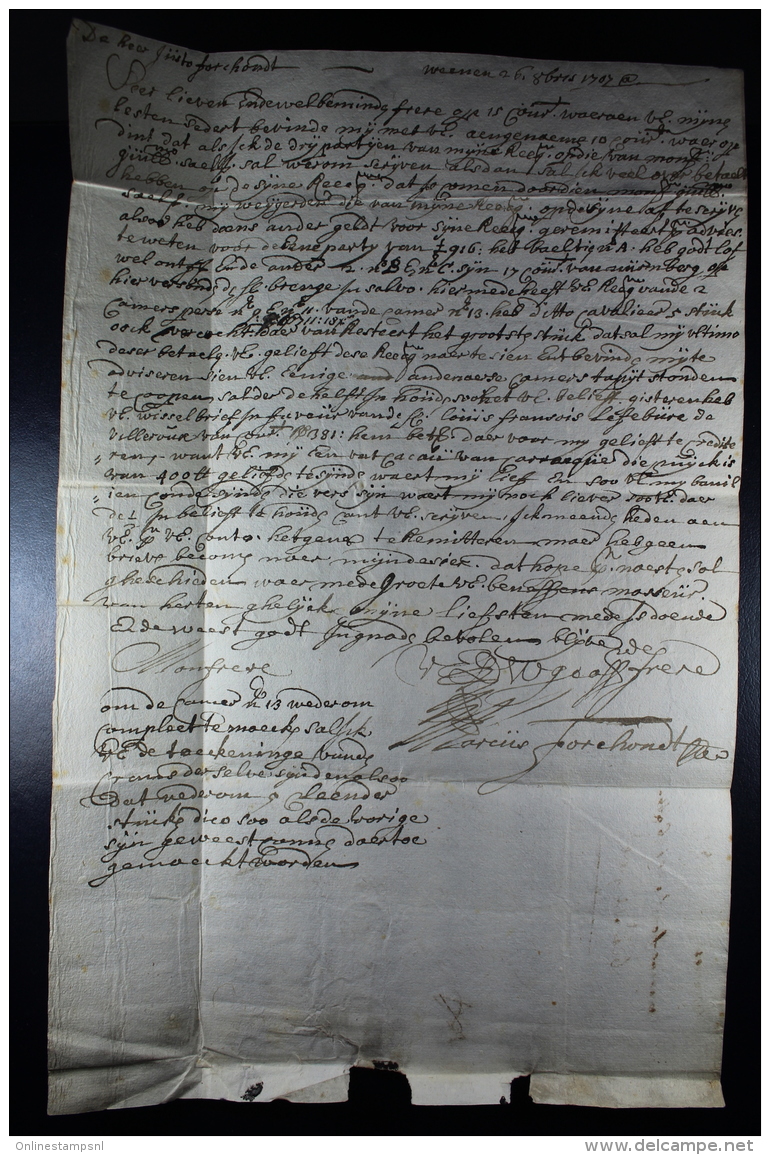Belgium  1707  Complete Letter  Tpo Antwerp Waxsealed - 1621-1713 (Pays-Bas Espagnols)