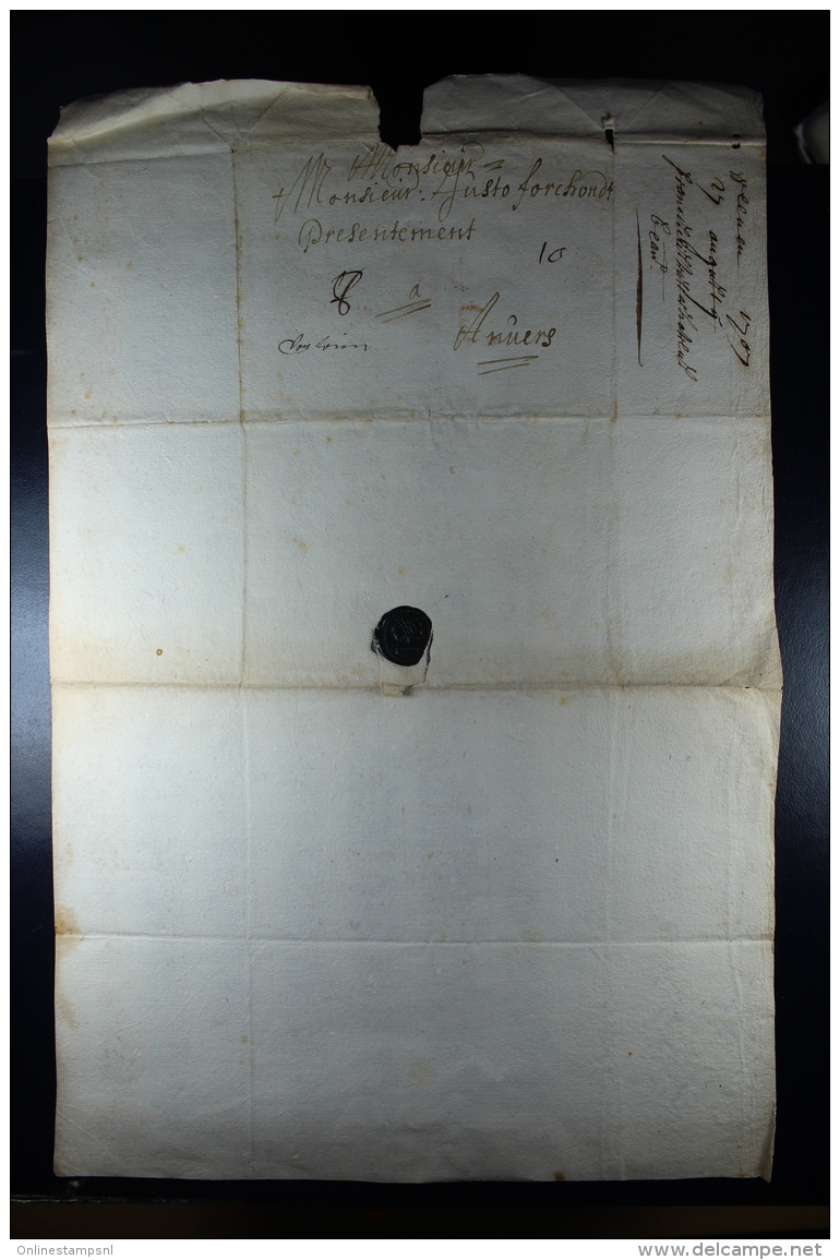 Belgium  1707 Complete Letter  Tpo Antwerp Waxsealed - 1621-1713 (Países Bajos Españoles)