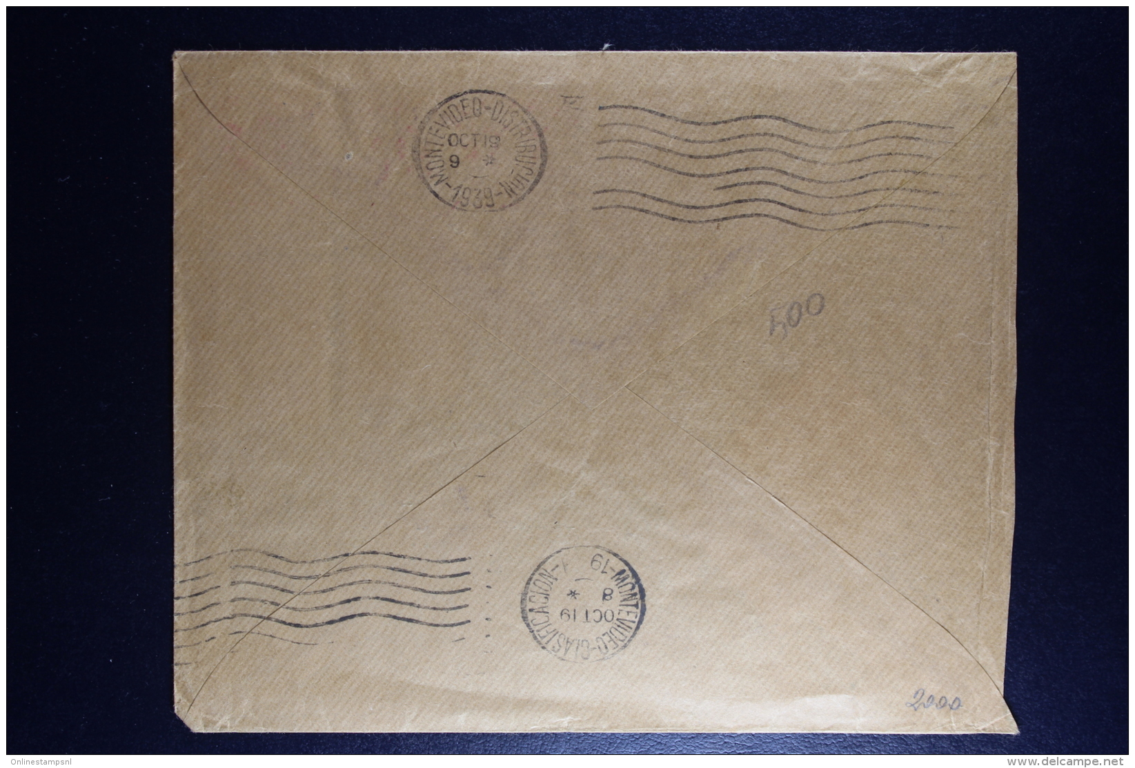 Belgium Airmail Cover Brussels To Montevideo Uruguay 1939 OBP 434 + 435 - Covers & Documents