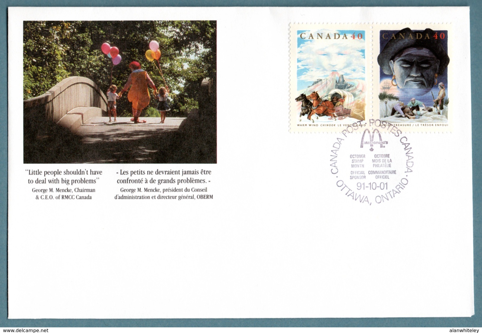 CANADA 1991 Canadian Folktales / McDonalds: Commemorative Cover CANCELLED - Enveloppes Commémoratives