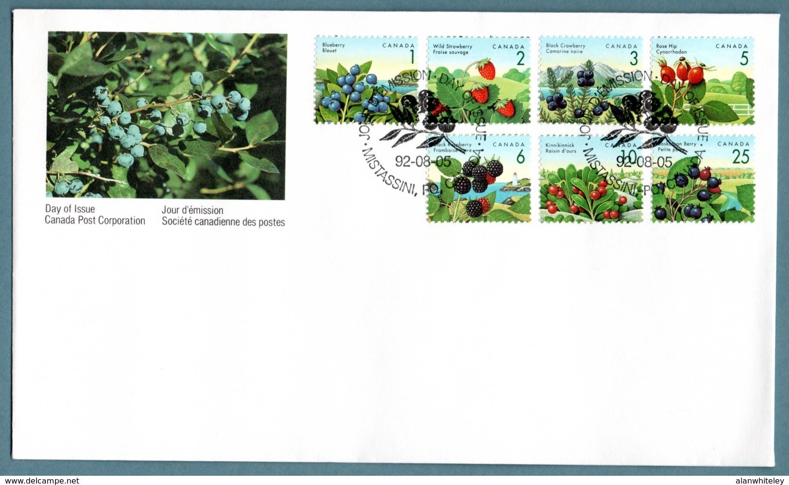 CANADA 1992 Definitives/Edible Berries: First Day Cover CANCELLED - 1991-2000