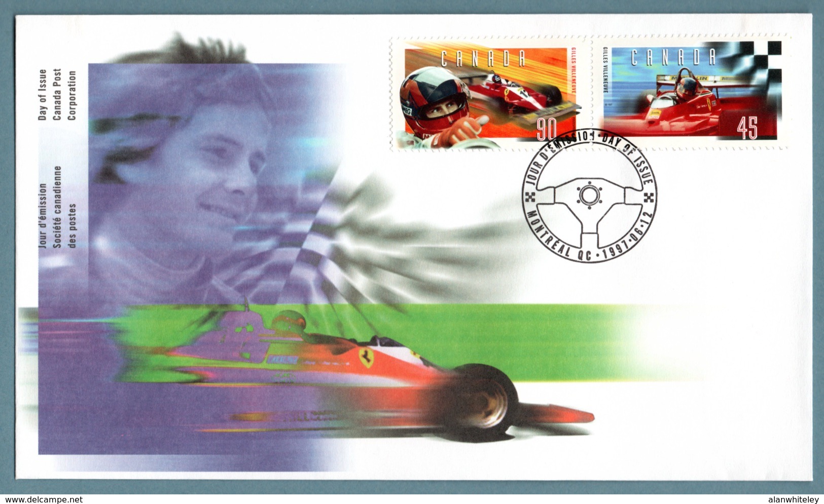CANADA 1997 15th Death Anniversary Of Gilles Villeneuve: First Day Cover CANCELLED - 1991-2000