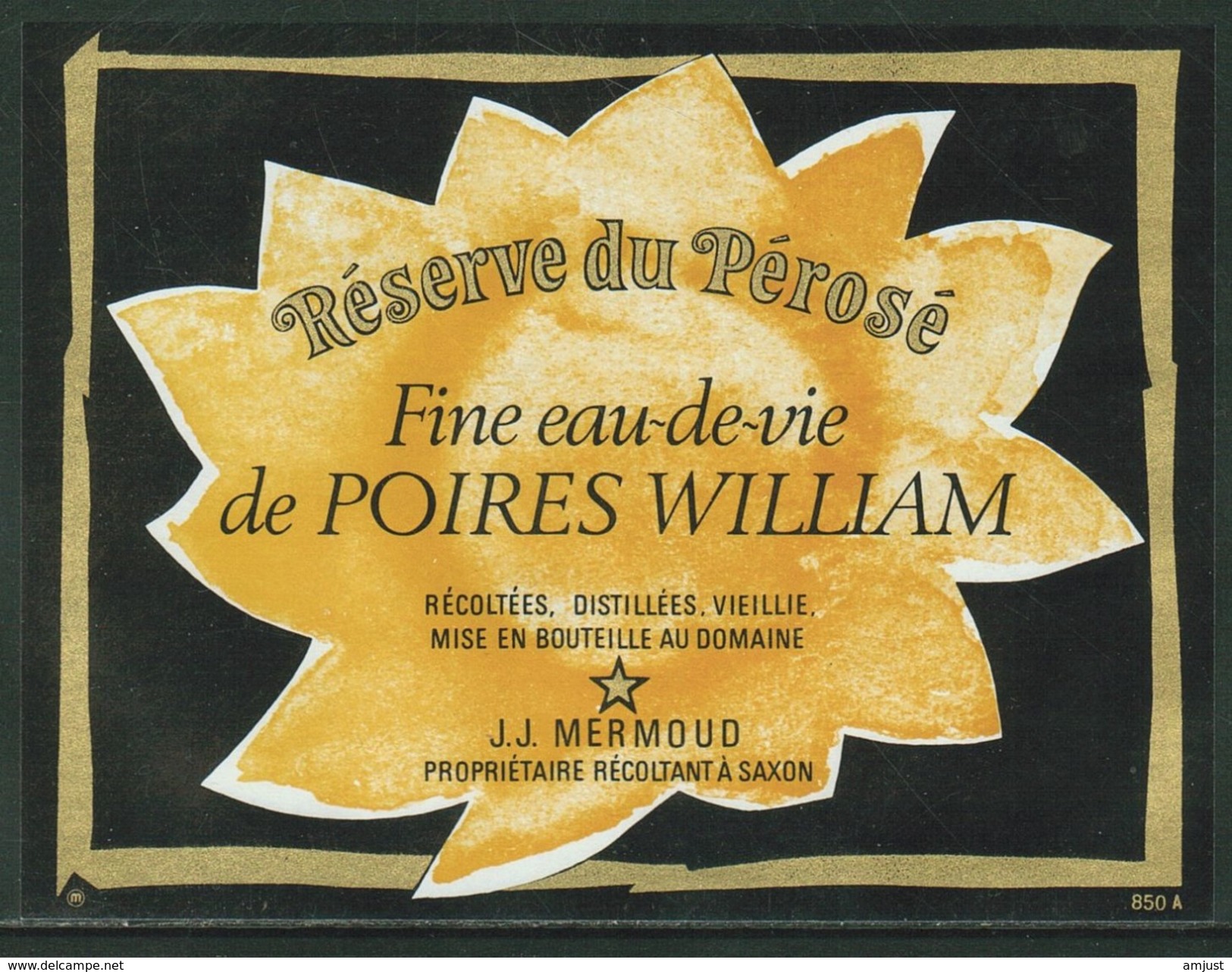 Rare // Etiquette// Fine Eau De Vie Poires William, J.J. Mermoud, Saxon, Valais, Suisse - Fruits & Vegetables