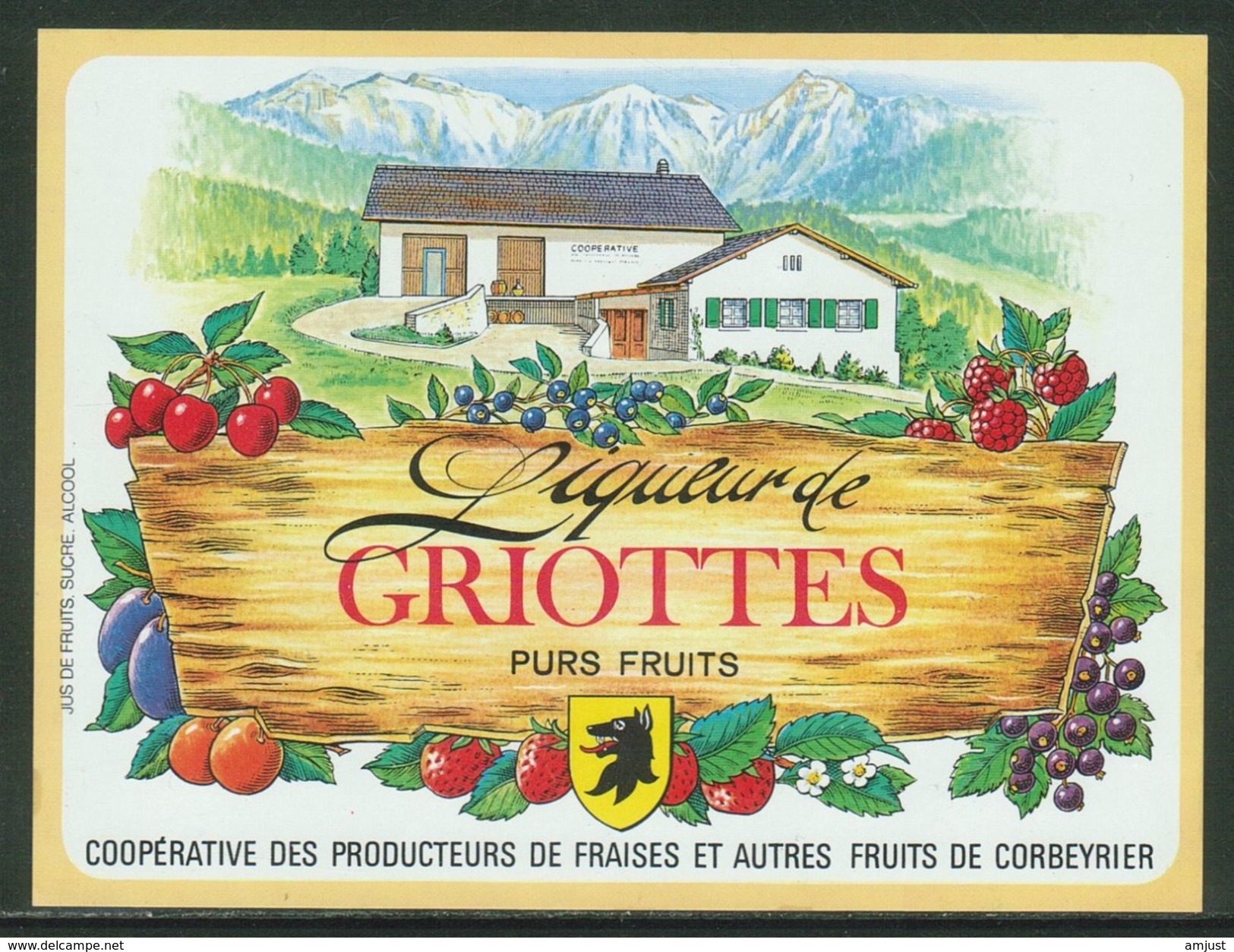 Rare // Etiquette // Liqueur De Griottes,Coopérative Des Producteurs, Corbeyrier,Vaud, Suisse - Fruits & Vegetables