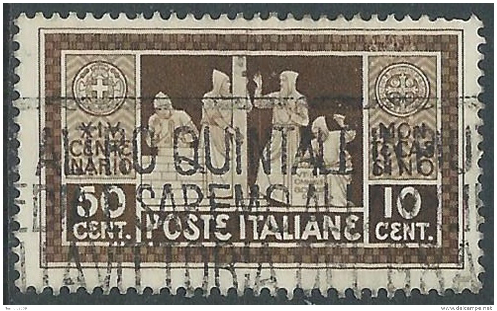 1929 REGNO USATO MONTECASSINO 50 CENT - S264-5 - Used