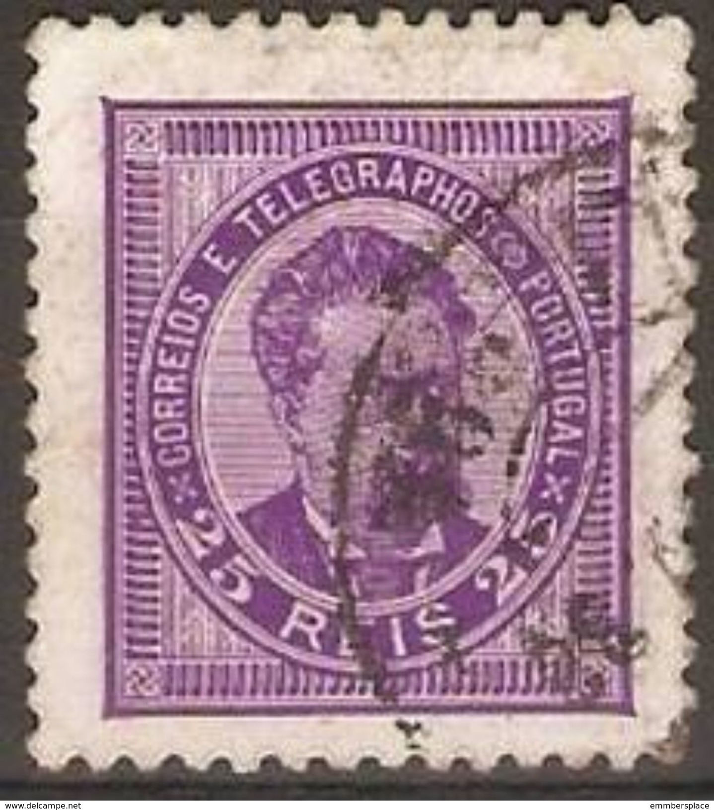 PORTUGAL - 1882 KING LUIS 25r DEEP MAUVE USED - Used Stamps