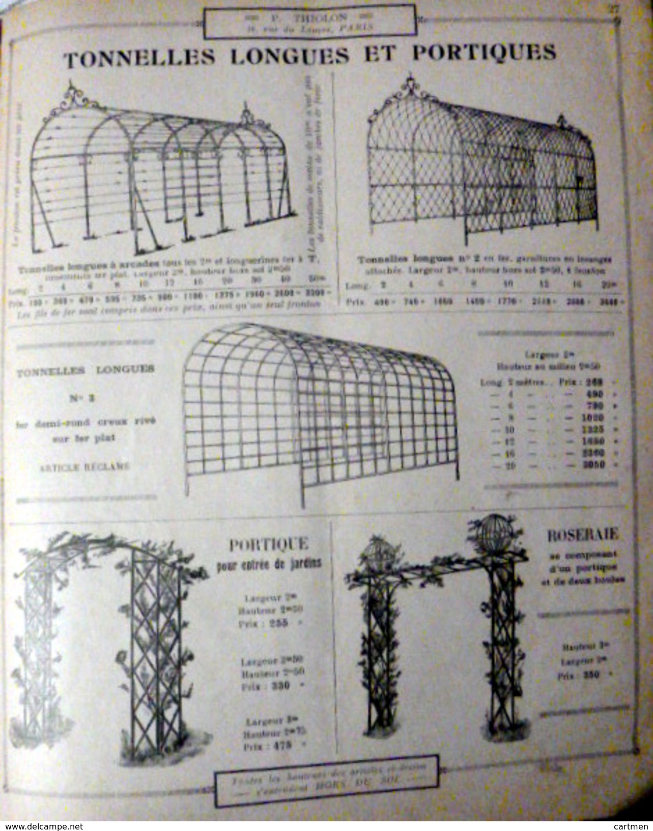 SERRURERIE GRILLAGES CLOTURES TONNELLES MARQUISES PERSIENNES TONNELLES  CATALOGUE THIOLON VERS 1900  36 PAGES - Altri & Non Classificati