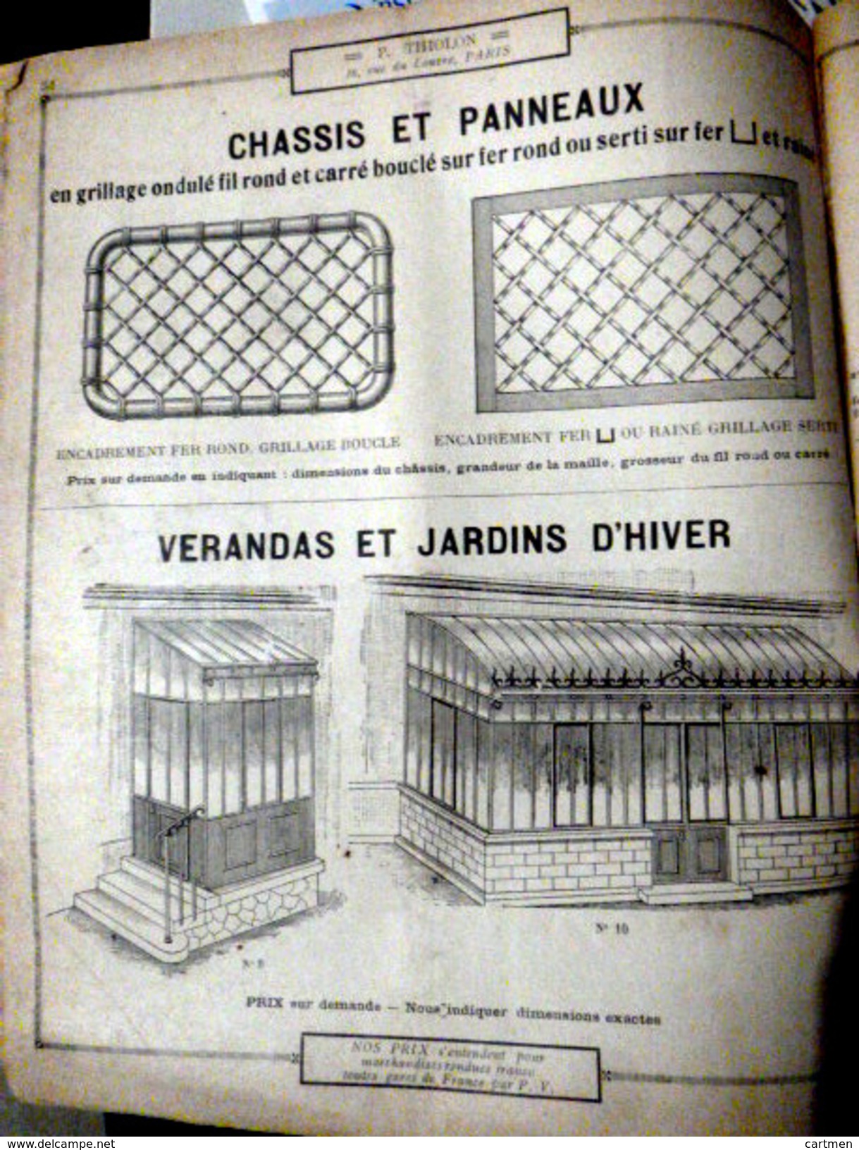 SERRURERIE GRILLAGES CLOTURES TONNELLES MARQUISES PERSIENNES TONNELLES  CATALOGUE THIOLON VERS 1900  36 PAGES - Altri & Non Classificati