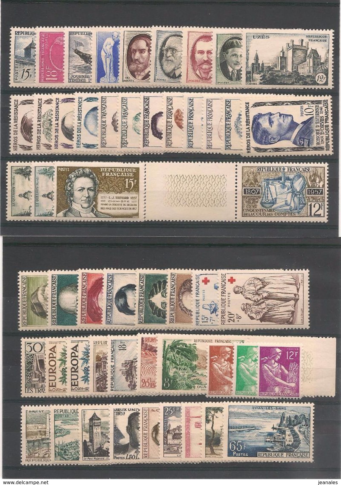 FRANCE  1957 Année Complète N° Y&T 1091/1141** LUXE Côte: 111,00 € - 1950-1959