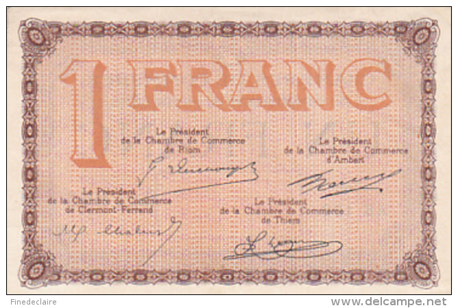 Billet Chambre De Commerce Du Puy De Dôme - Un Franc - Série AK 136 - 1er Janvier 1926 - Sans Filigrane - Chambre De Commerce