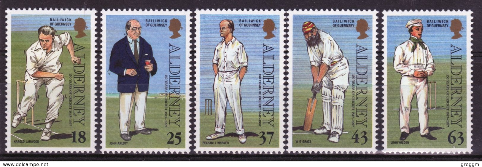 Alderney Set Of Stamps To Celebrate 150th Anniversary Of Cricket On The Island. - Alderney