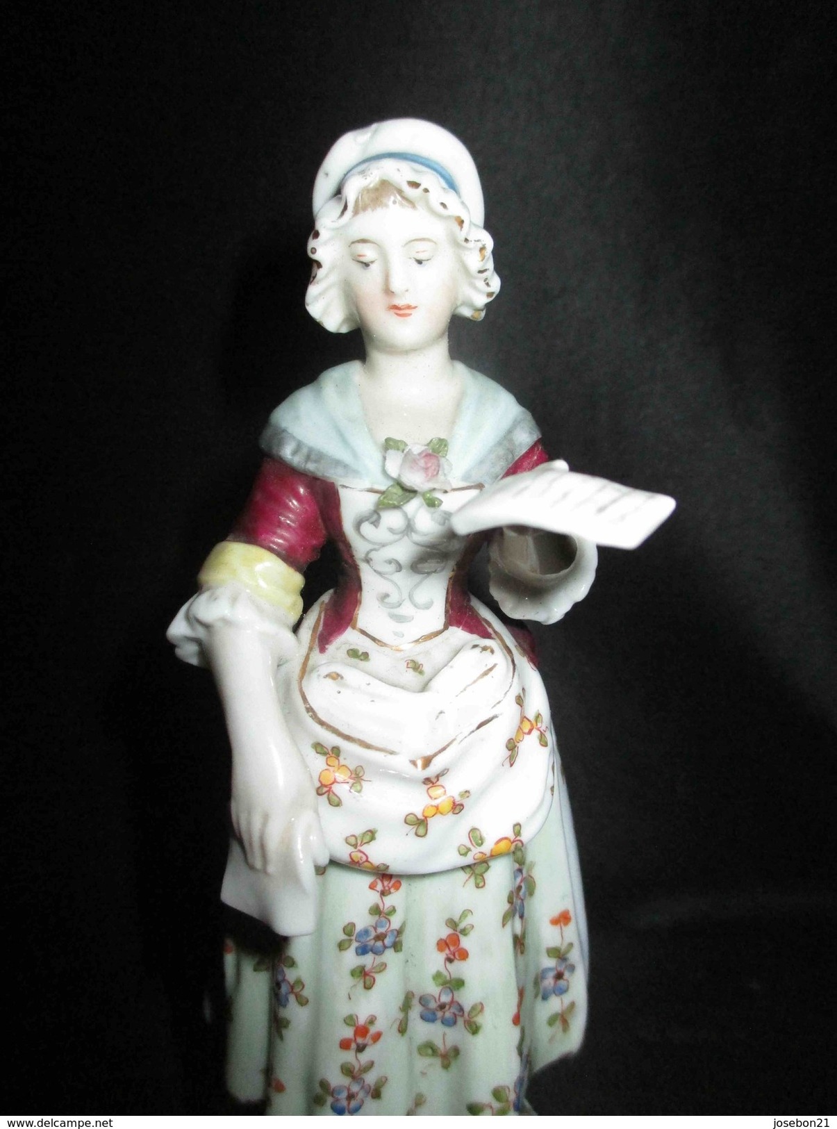 ancien couple musicien violoniste chanteuse porcelaine peinte Allemagne XIX ème