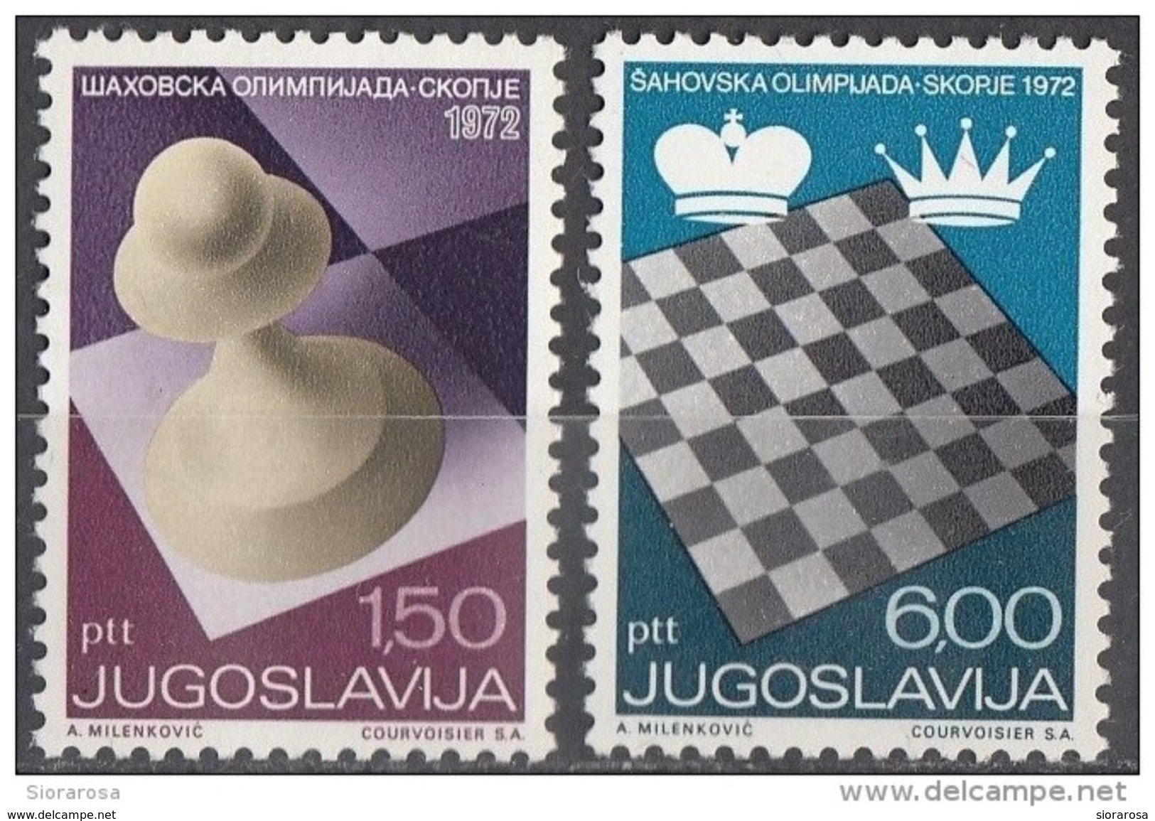 1115 Jugoslavia 1972   20st Chess Olympiad, Skopje Scacchi Olimpiadi Nuovo MNH Serie Completa - Scacchi